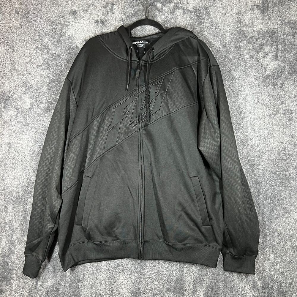Fly Racing Hoodie Mens 2XL Black Full Zip Carbon Outdoor Mechanic Motorcycle